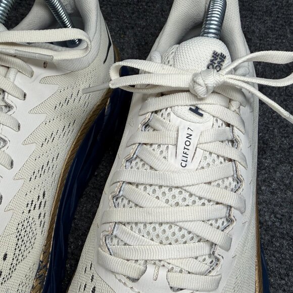 Hoka Clifton 7 Running Shoes Women's Size 9 White Blue Athletic Training Sneaker - Picture 4 of 12